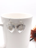 Triangle with Crocheted Wire Silver Dangle Earrings