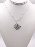 Silver Square Crocheted Wire Pendant