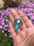 Turquoise and Moonstone Silver Mandala Pendant