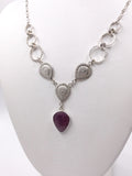 Pink Sapphire and Silver Necklace