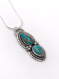 #8 Turquoise Teardrops and Silver Pendant