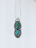 #8 Turquoise Teardrops and Silver Pendant