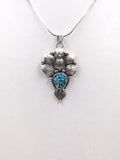 Kingman Turquoise and Silver Mandala Pendant