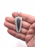 Fordite and Textured Silver Pendant