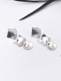 Textured Silver Dangle Earrings