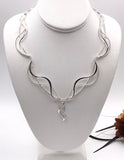 Silver Textured and Intertwined Statement Necklace