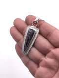 Fordite and Textured Silver Pendant