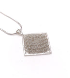 Silver Square Crocheted Wire Pendant