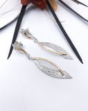 Silver and Gold Textured Swoop Dangle Earrings