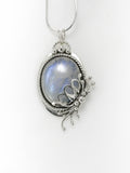 Oval Blue Moonstone and Silver Pendant