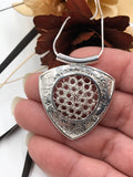 Triangle with Crocheted Wire Silver Pendant