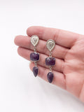 Pink Sapphire and Silver Dangle Earrings
