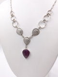 Pink Sapphire and Silver Necklace