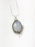 Oval Blue Moonstone and Silver Pendant