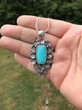 Whitewater Turquoise and Silver Mandala Pendant