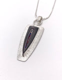 Fordite and Textured Silver Pendant