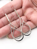 Textured and Polished Silver Wire Dangle Earrings