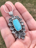 Whitewater Turquoise and Silver Mandala Pendant