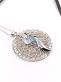 Australian Opal with Crocheted Wire Silver Pendant