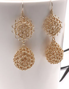 Crocheted Wire Gold Filled Teardrop Earrings