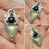 Cultured Opal And Black Onyx Silver Pendant