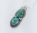 #8 Turquoise Teardrops and Silver Pendant