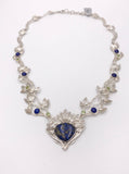 Azurite, Lapis Lazuli, and Peridot Silver Necklace