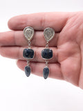 Blue Sapphire and Silver Dangle Earrings