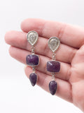 Pink Sapphire and Silver Dangle Earrings