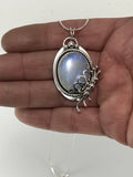 Oval Blue Moonstone and Silver Pendant