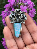 Opal and Roses Silver Pendant