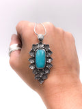 Whitewater Turquoise and Silver Mandala Pendant