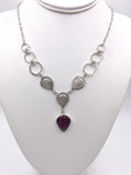 Pink Sapphire and Silver Necklace