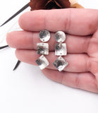 Textured Silver Dangle Earrings
