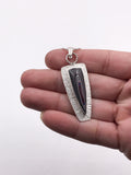 Fordite and Textured Silver Pendant