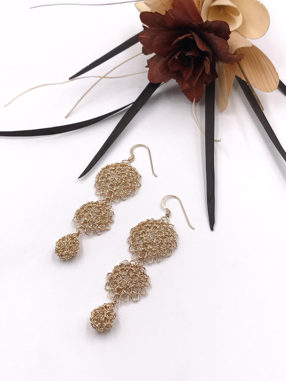 Gold Filled Crocheted Wire Dangle Earrings