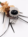 Black Onyx and Silver Cuff Bracelet