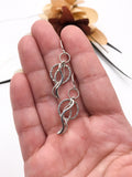 Twisted, Hammered, and Polished Silver Wire Dangle Earrings