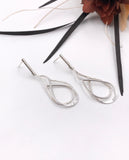 Textured and Polished Silver Wire Dangle Earrings
