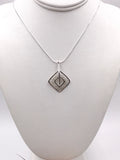 Silver Square Crocheted Wire Pendant
