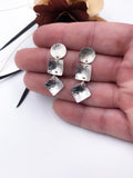 Textured Silver Dangle Earrings