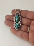 #8 Turquoise Teardrops and Silver Pendant