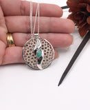 Australian Opal with Crocheted Wire Silver Pendant