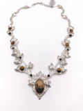 Dendritic Agate, Tiger's Eye, and Black Onyx Silver Necklace