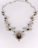 Dendritic Agate, Tiger's Eye, and Black Onyx Silver Necklace