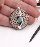 Australian Opal with Crocheted Wire Silver Pendant