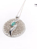 Australian Opal with Crocheted Wire Silver Pendant