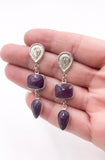Pink Sapphire and Silver Dangle Earrings