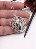 Australian Opal with Crocheted Wire Silver Pendant