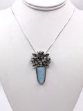 Opal and Roses Silver Pendant